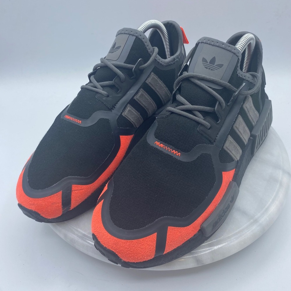 Adidas Mens 7 NMD R1 V2 Black Solar Red Grey GV7350 Boost Sneakers